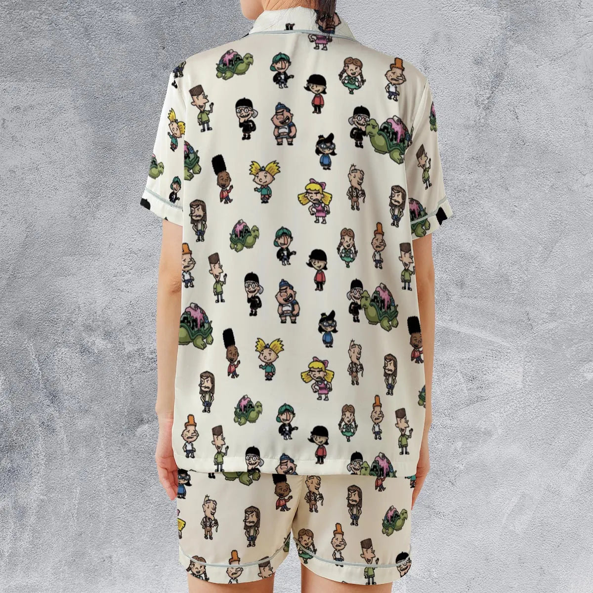 Hey Arnold Characters Satin Short-Sleeve Pajamas Set