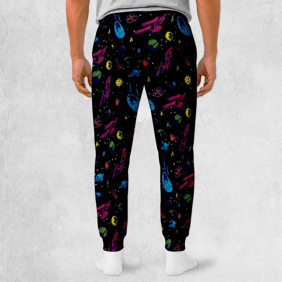 Star Trek Ships And Planets Neon Retro Collage Sweatpants