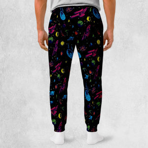 Star Trek Ships And Planets Neon Retro Collage Sweatpants