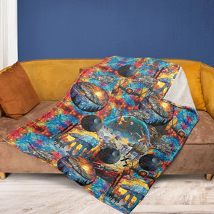 Spaceships Death Star Suncatcher Glass Fleece Blanket