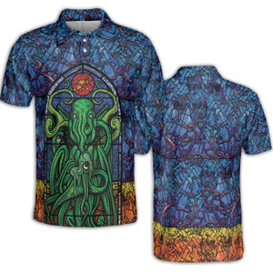 Stained Glass Cthulhu H.P Lovecraft AOP Men/Women Polo Shirt