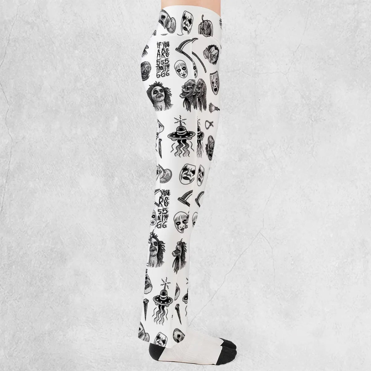 Cult Horror Characters Cryptkeeper Beetlejuice Chucky Fears of a clown Flare Leggings