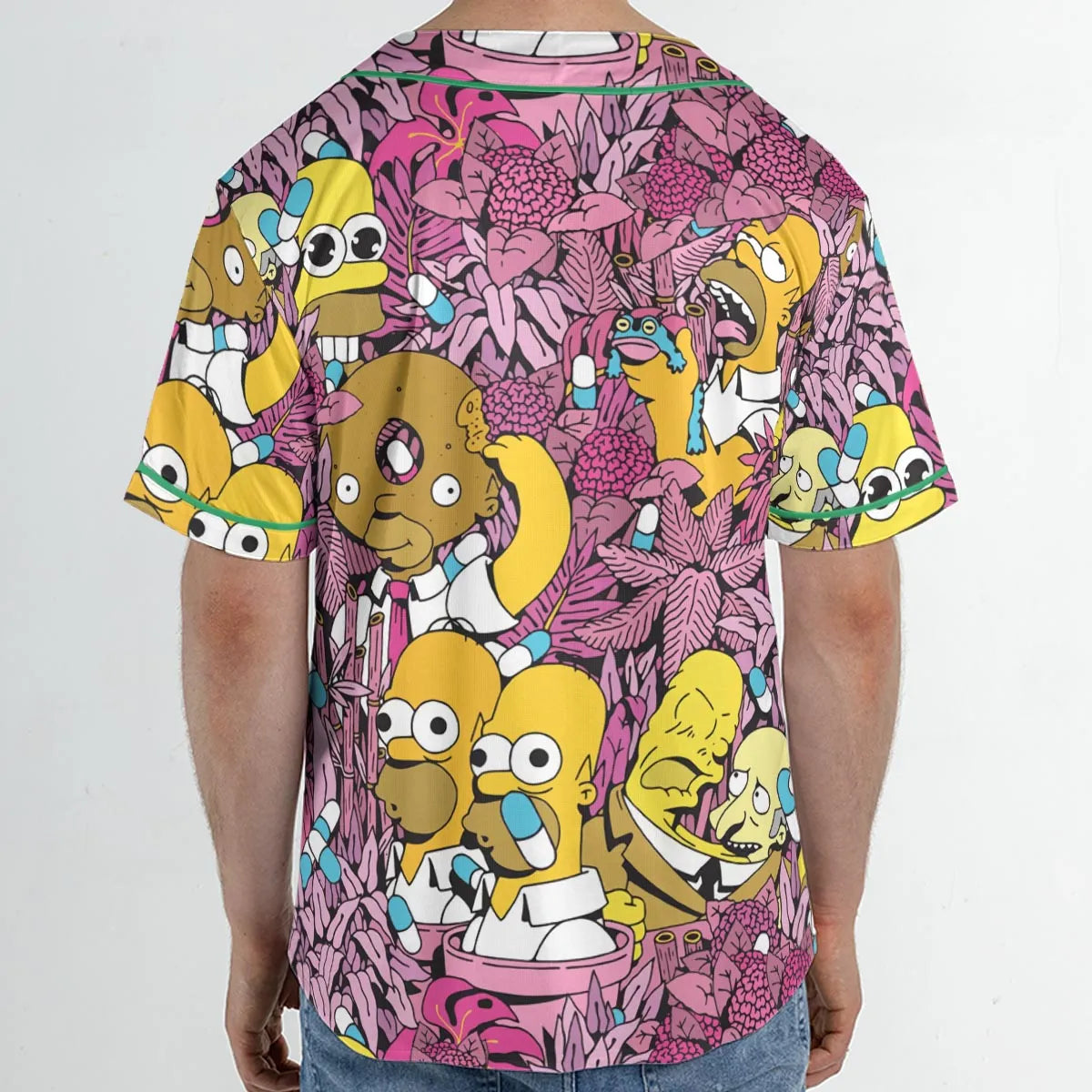 Homer Simpson In Flower Bush The Simpsons Unisex Baseball Jersey