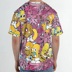 Homer Simpson In Flower Bush The Simpsons Unisex Baseball Jersey