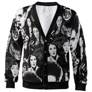 Horror Ladies Slay Collage Classic Horror Movies Cardigan