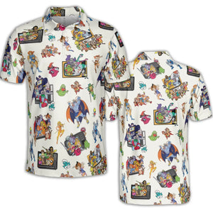 80s Famous Cartoon Characters Pattern AOP Men/Women Polo Shirt