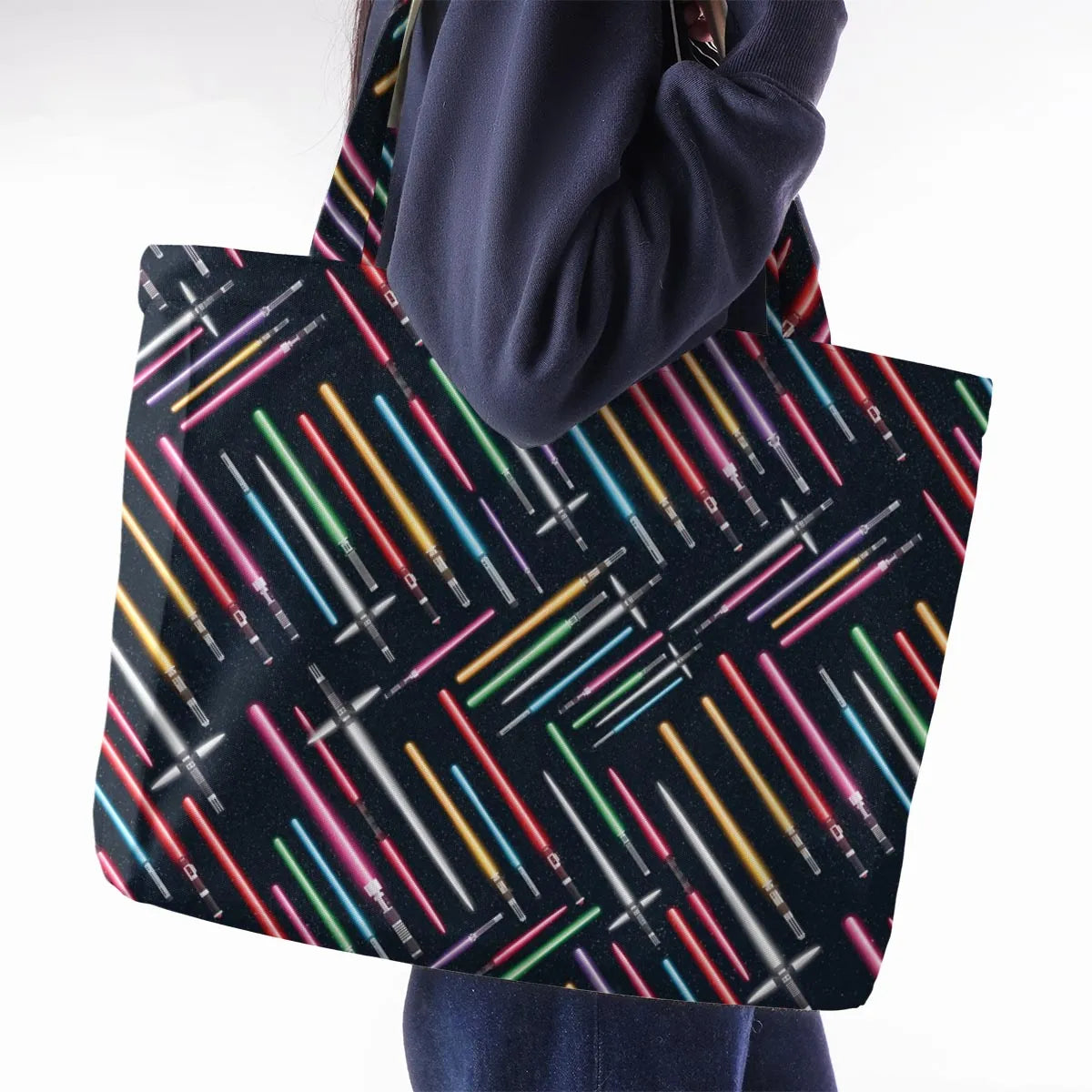Lightsabers Star Wars Pattern Large Tote Bag