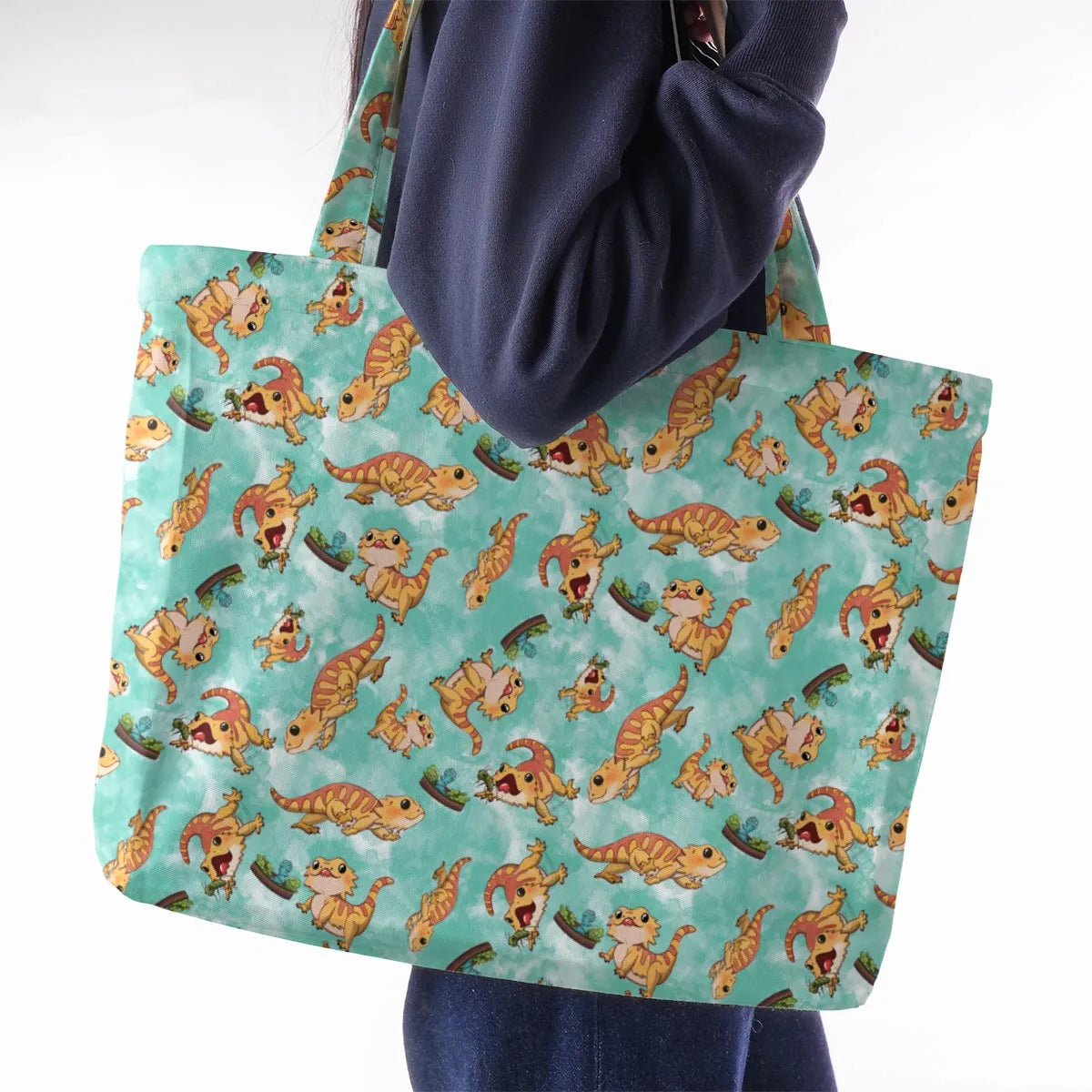 Bearded Dragon Pattern Large Tote Bag