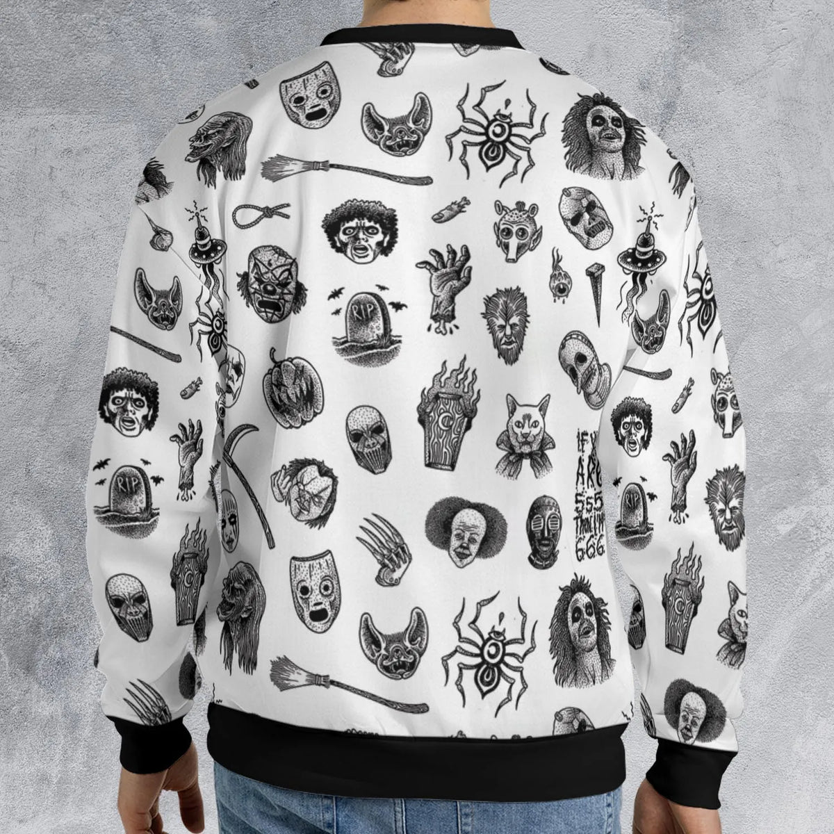 Cult Horror Characters Cryptkeeper Beetlejuice Chucky Fears of a clown All-over Print Sweatshirt