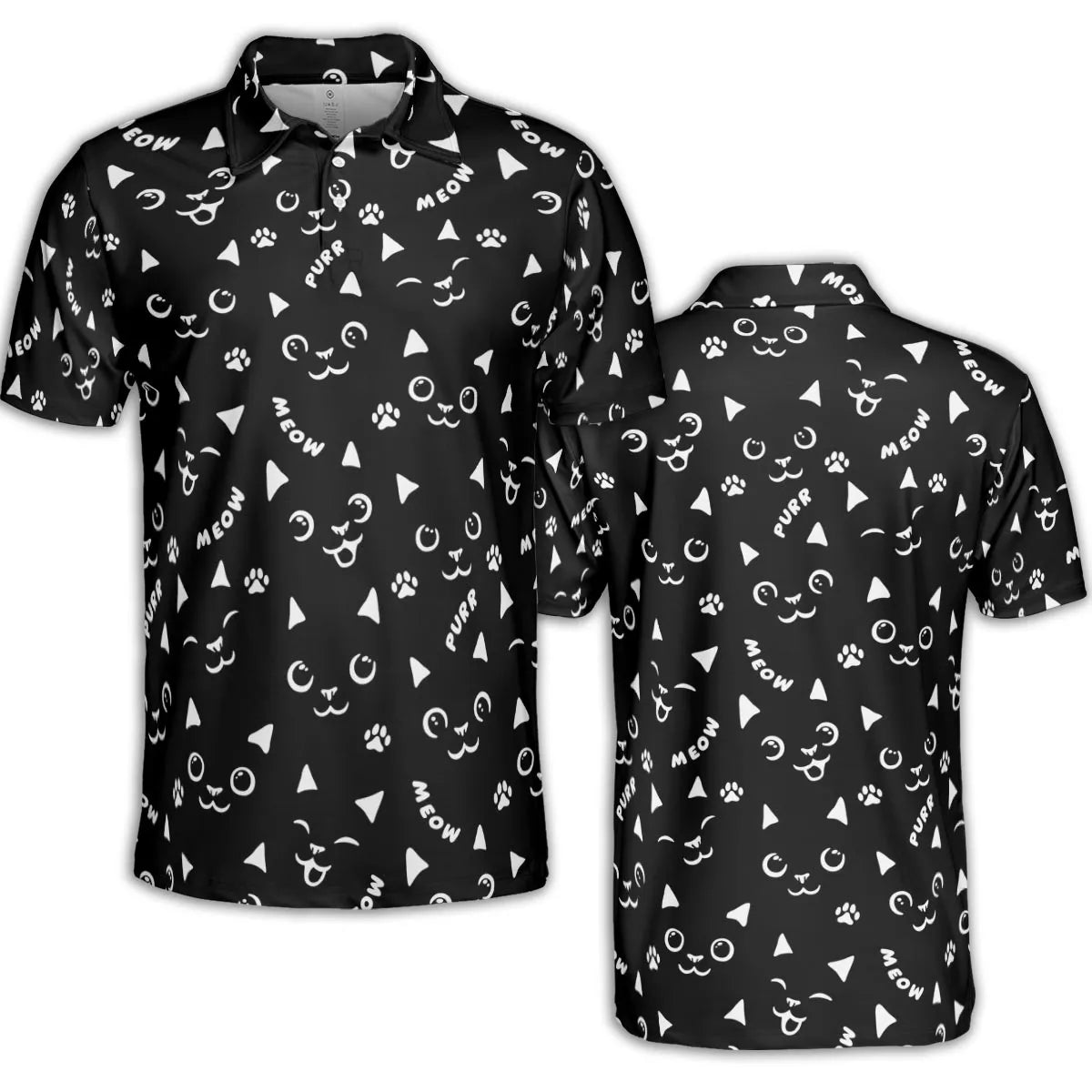 Black Cats Pattern AOP Men/Women Polo Shirt