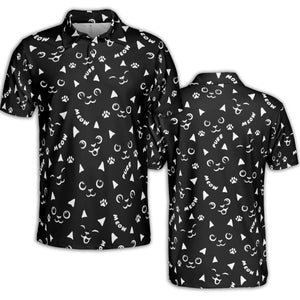 Black Cats Pattern AOP Men/Women Polo Shirt