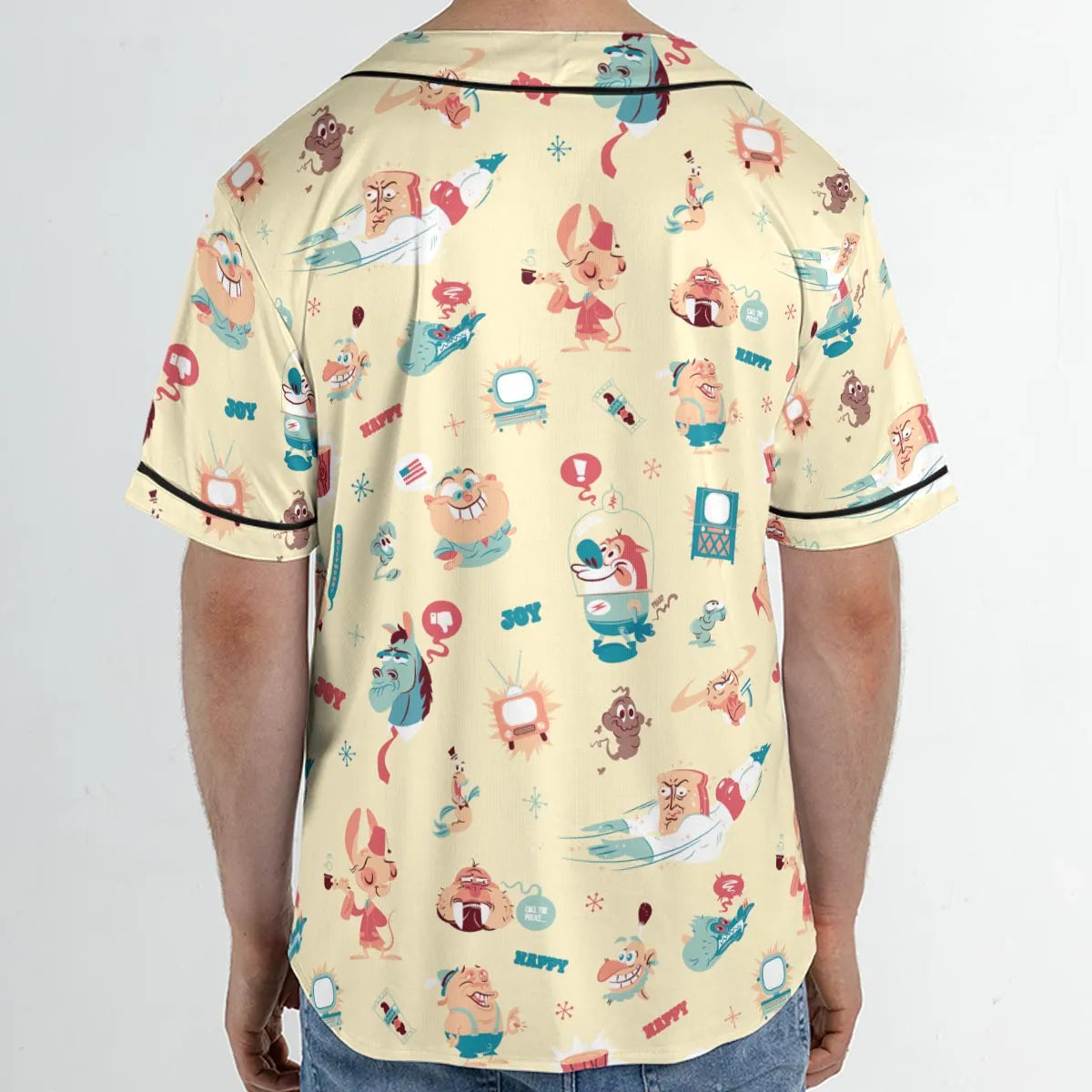 Ren and Stimpy Pattern Unisex Baseball Jersey
