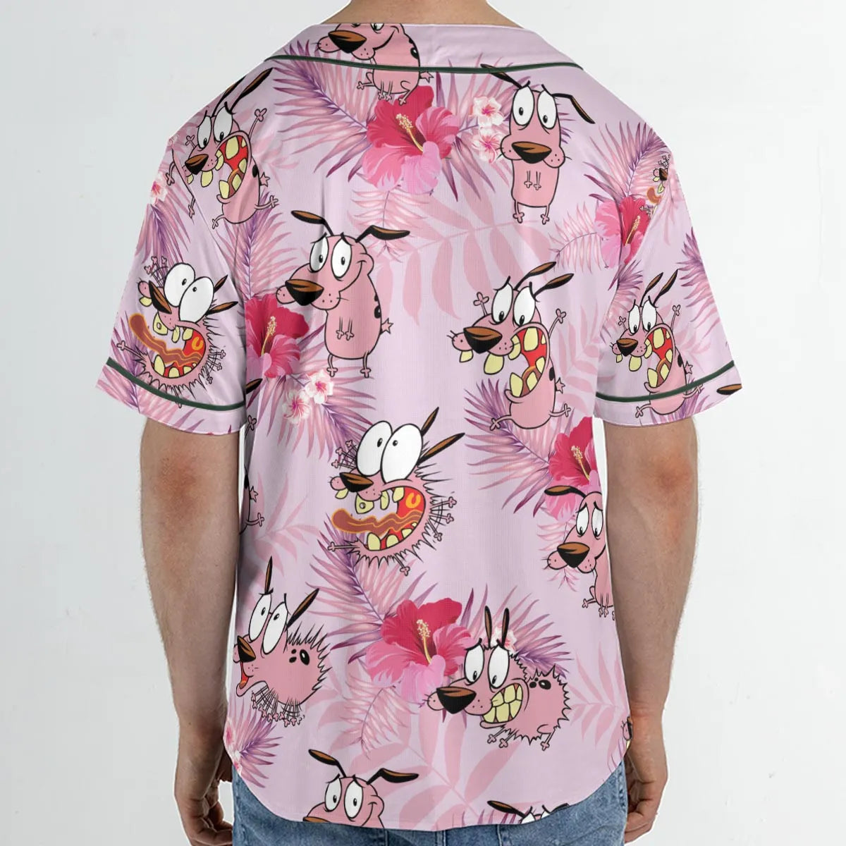 Courage the Cowardly Dog Floral Tropical Unisex Baseball Jersey