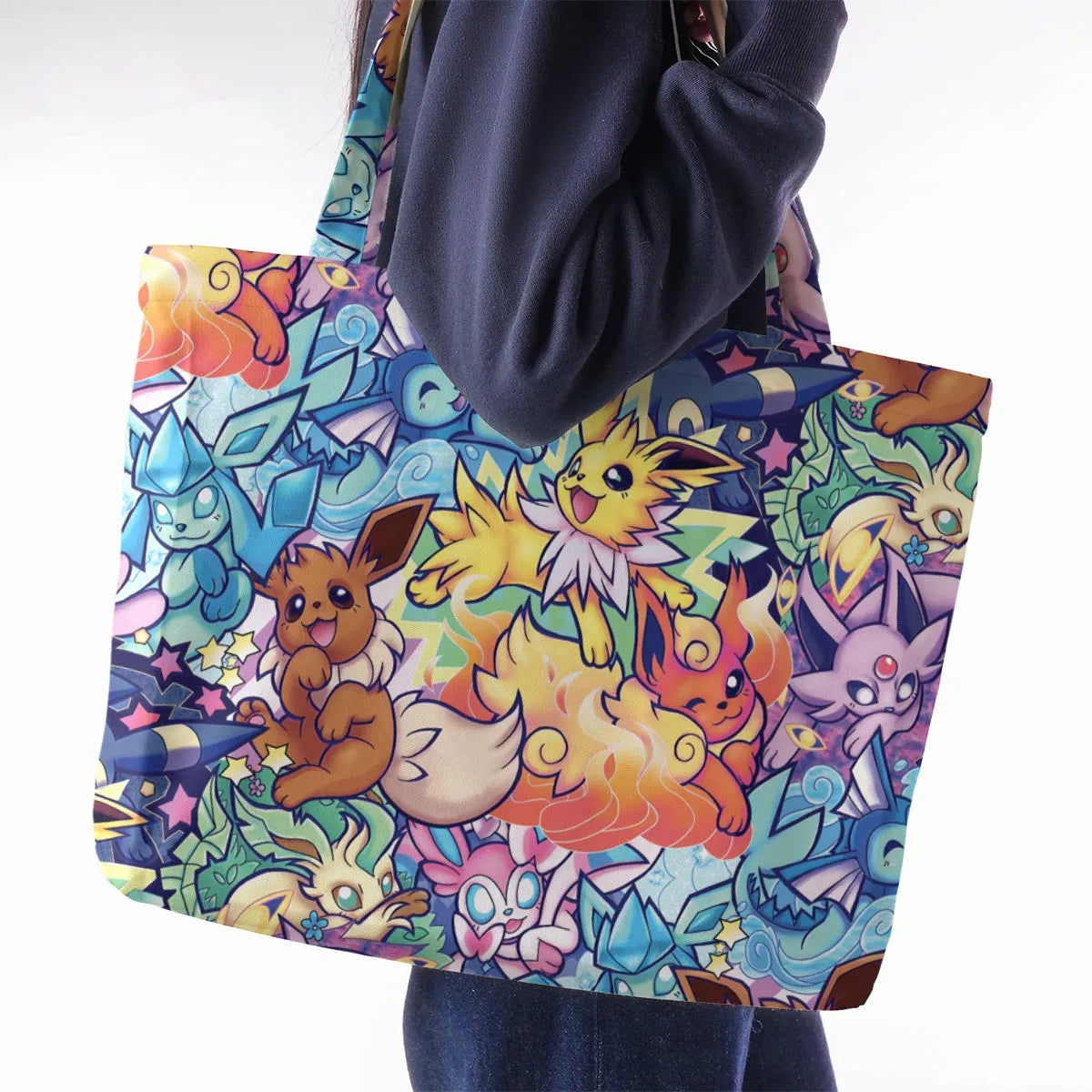 Evolutionary line of Eevee Pokemon Large Tote Bag