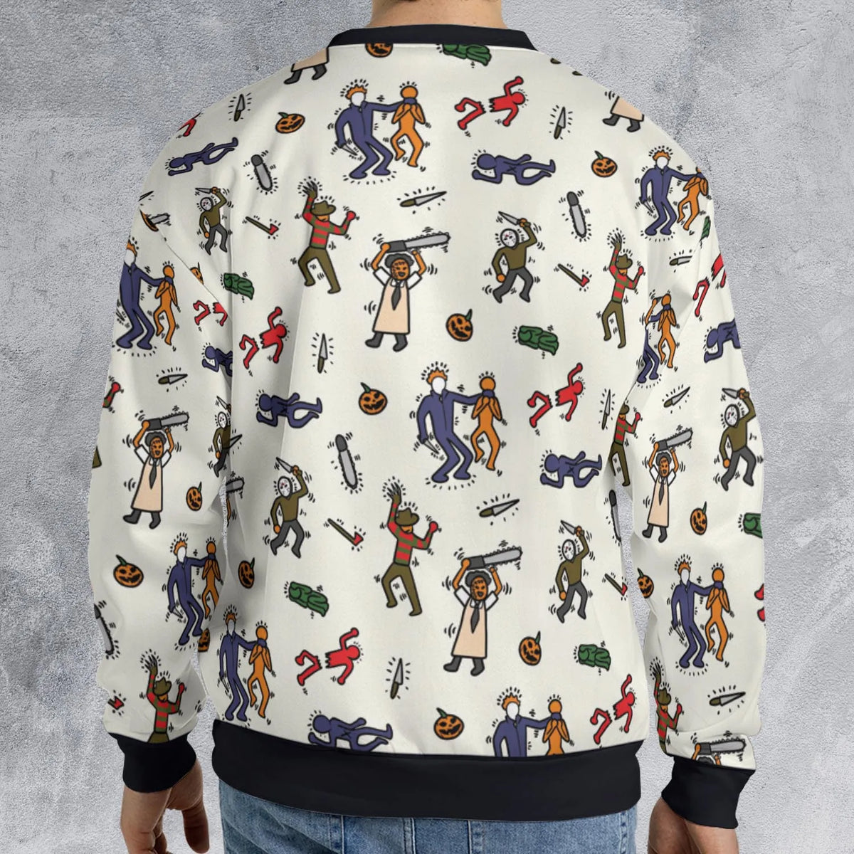 Horror Movie Pop Characters Pattern All-over Print Sweatshirt