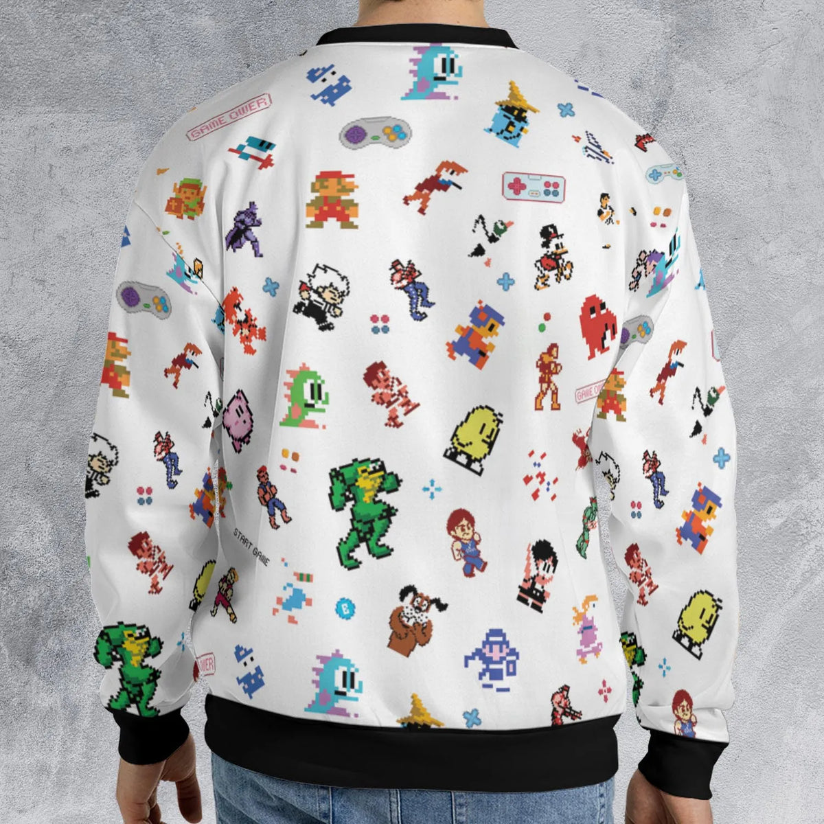 Iconic Video Game Characters All-over Print Sweatshirt