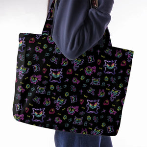 Neon Gastly Haunter Gengar Pokemon Large Tote Bag