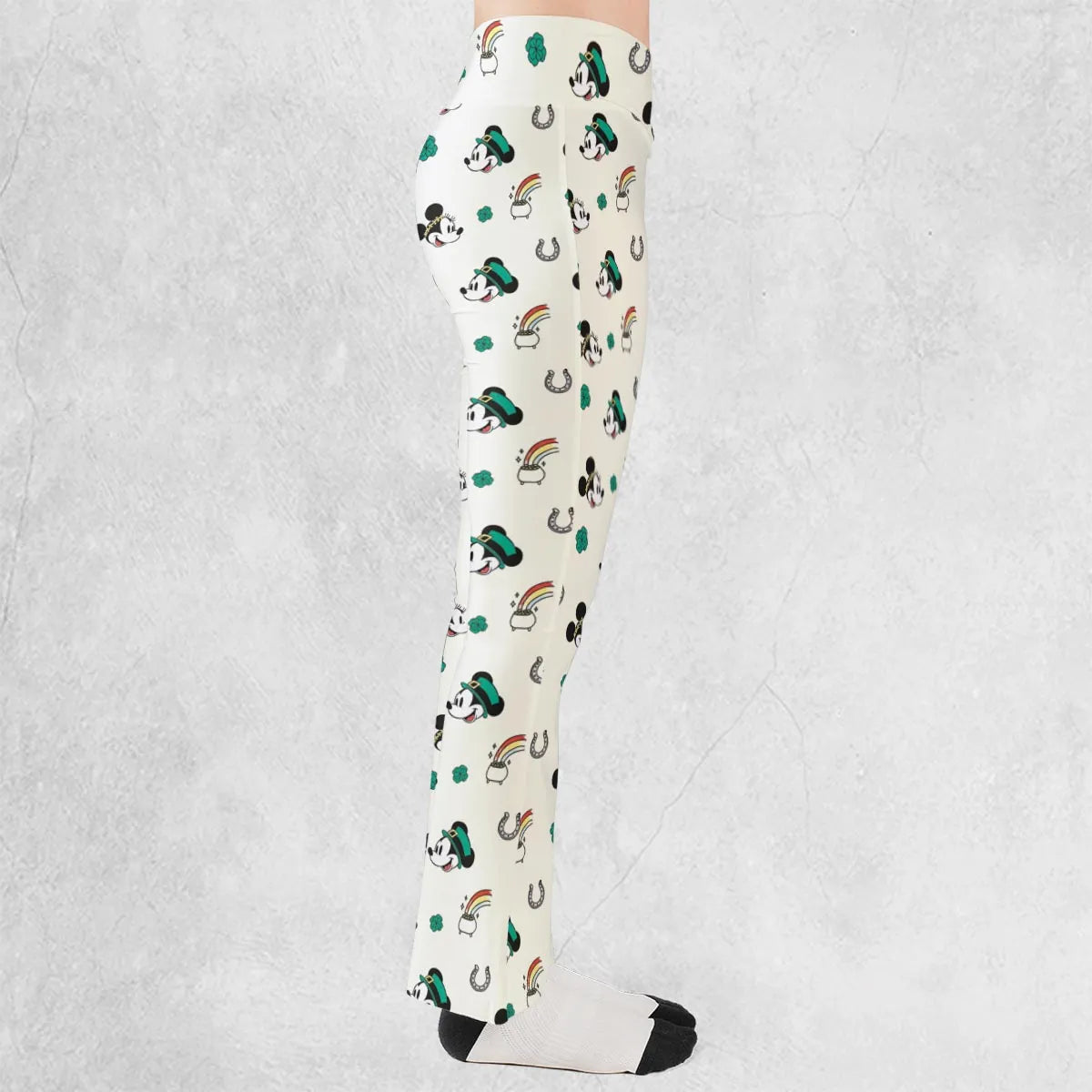 Mickey and Minnie St. Patrick's  Day Pattern Flare Leggings