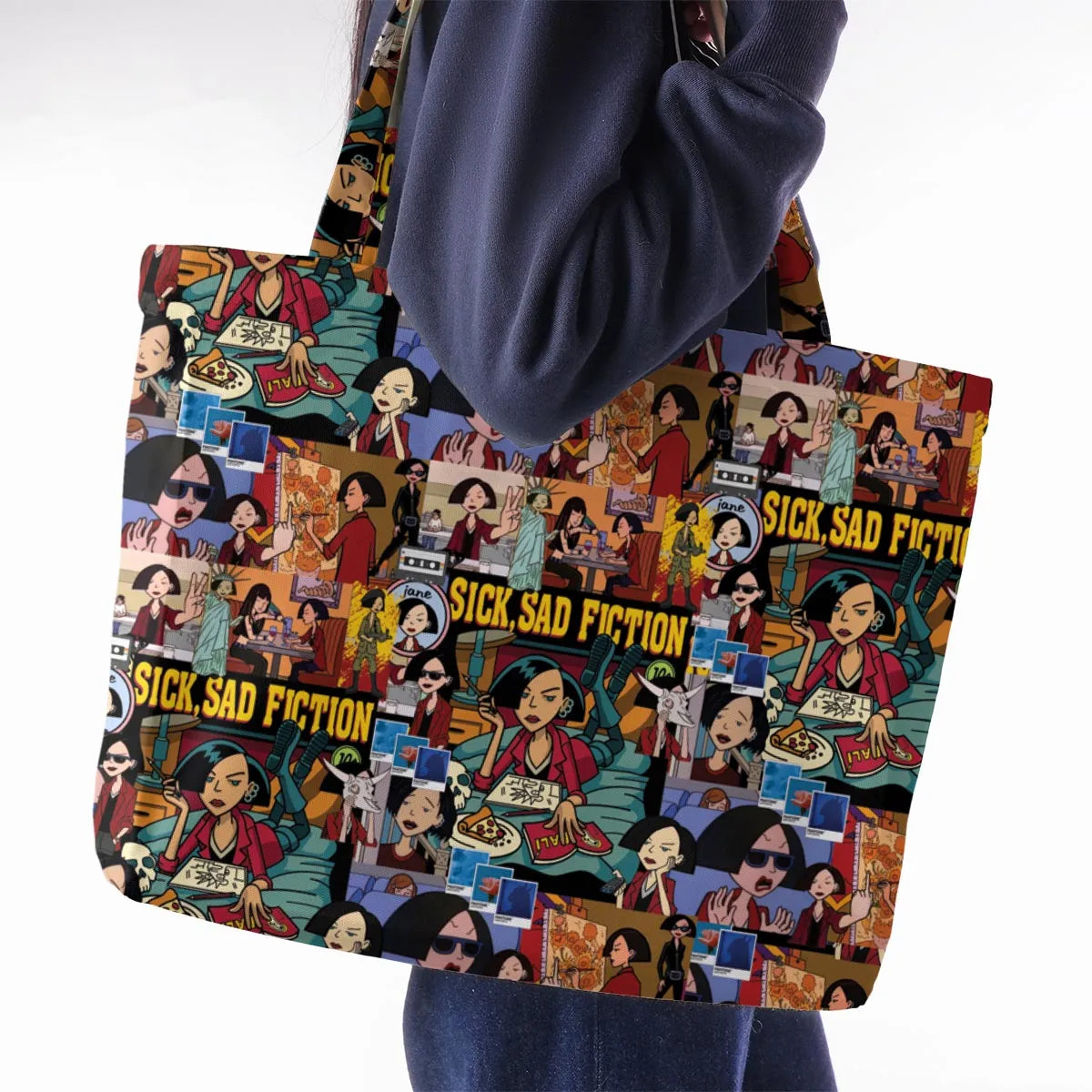 Daria Sick Sad Fiction Pattern Large Tote Bag