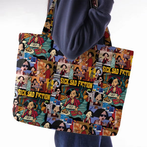 Daria Sick Sad Fiction Pattern Large Tote Bag