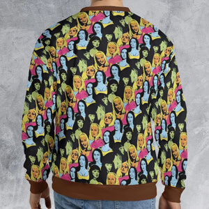 Retro Superwomen Belted Buckled and Booted All-over Print Sweatshirt