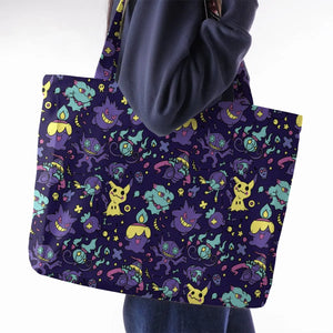 Gengar Ghost Pokemon Pattern Large Tote Bag