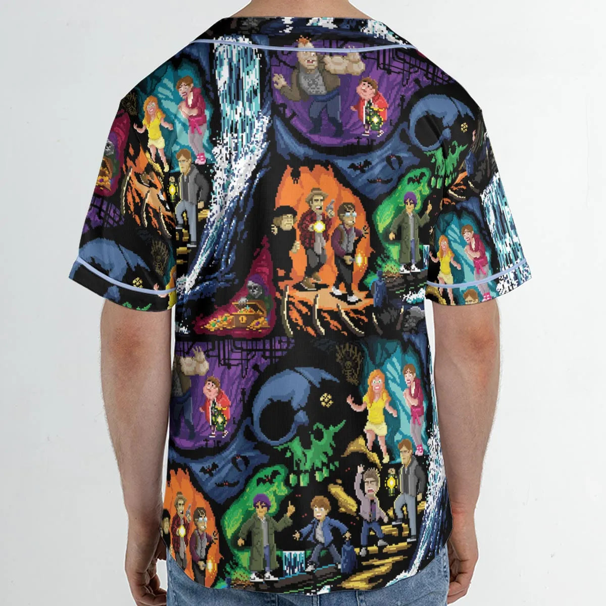 Goonies 80s Pixel Art Unisex Baseball Jersey