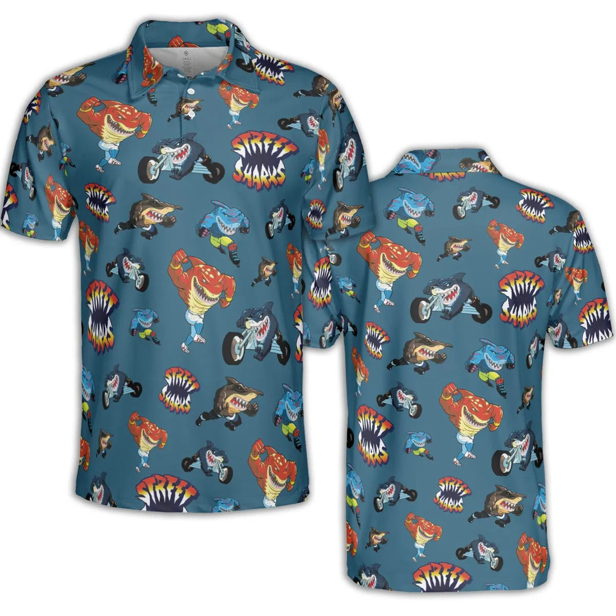 Ripster Slash Street Sharks AOP Men/Women Polo Shirt