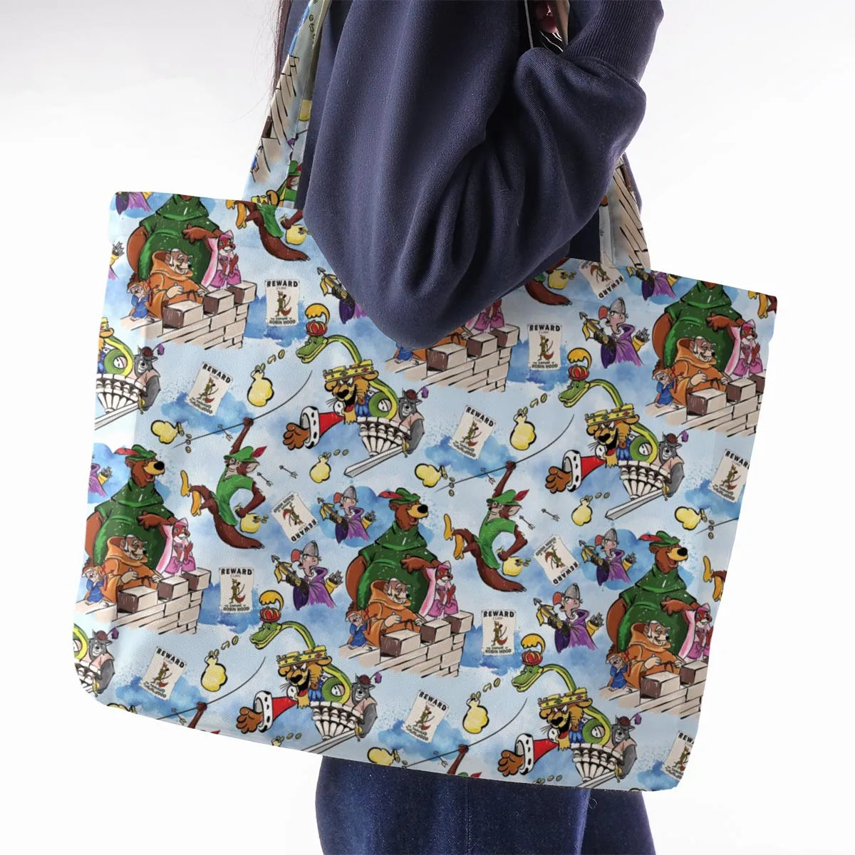 Robin Hood Characters Pattern Large Tote Bag