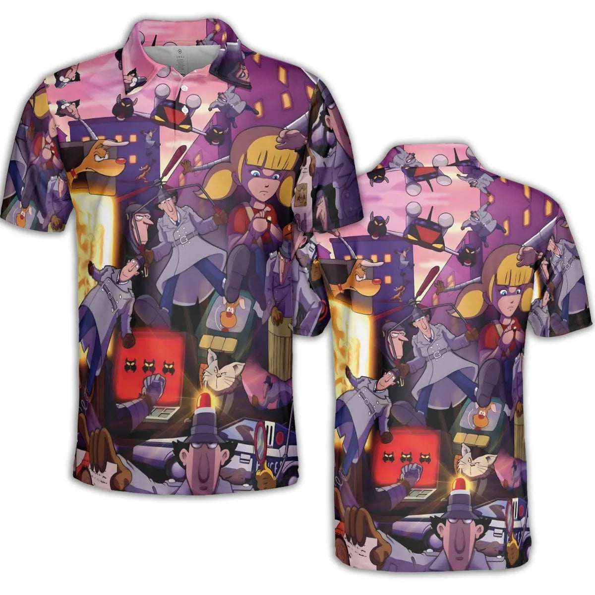 80s Cartoon Inspector Gadget Collage AOP Men/Women Polo Shirt