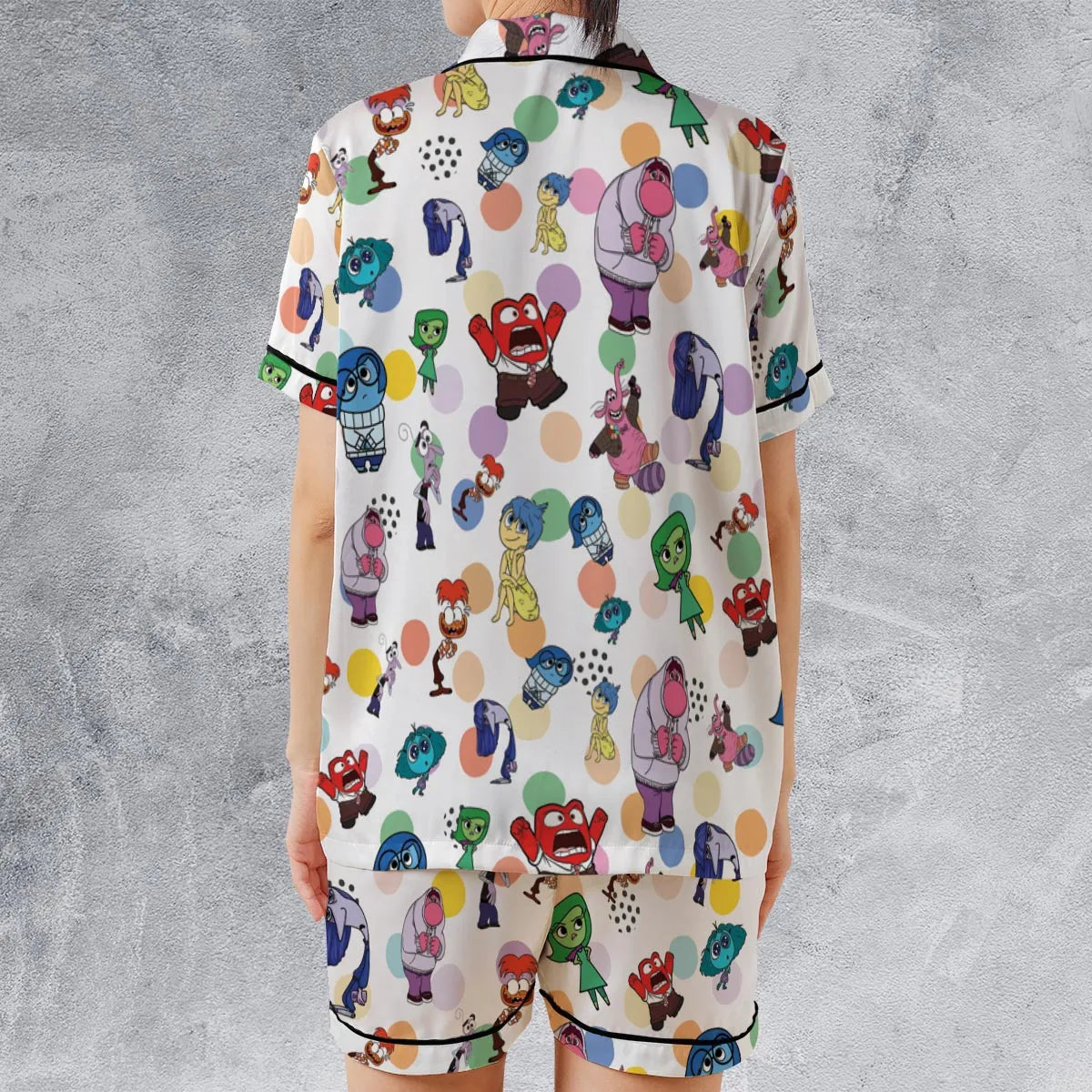 Emotion Characters Inside Out Satin Short-Sleeve Pajamas Set