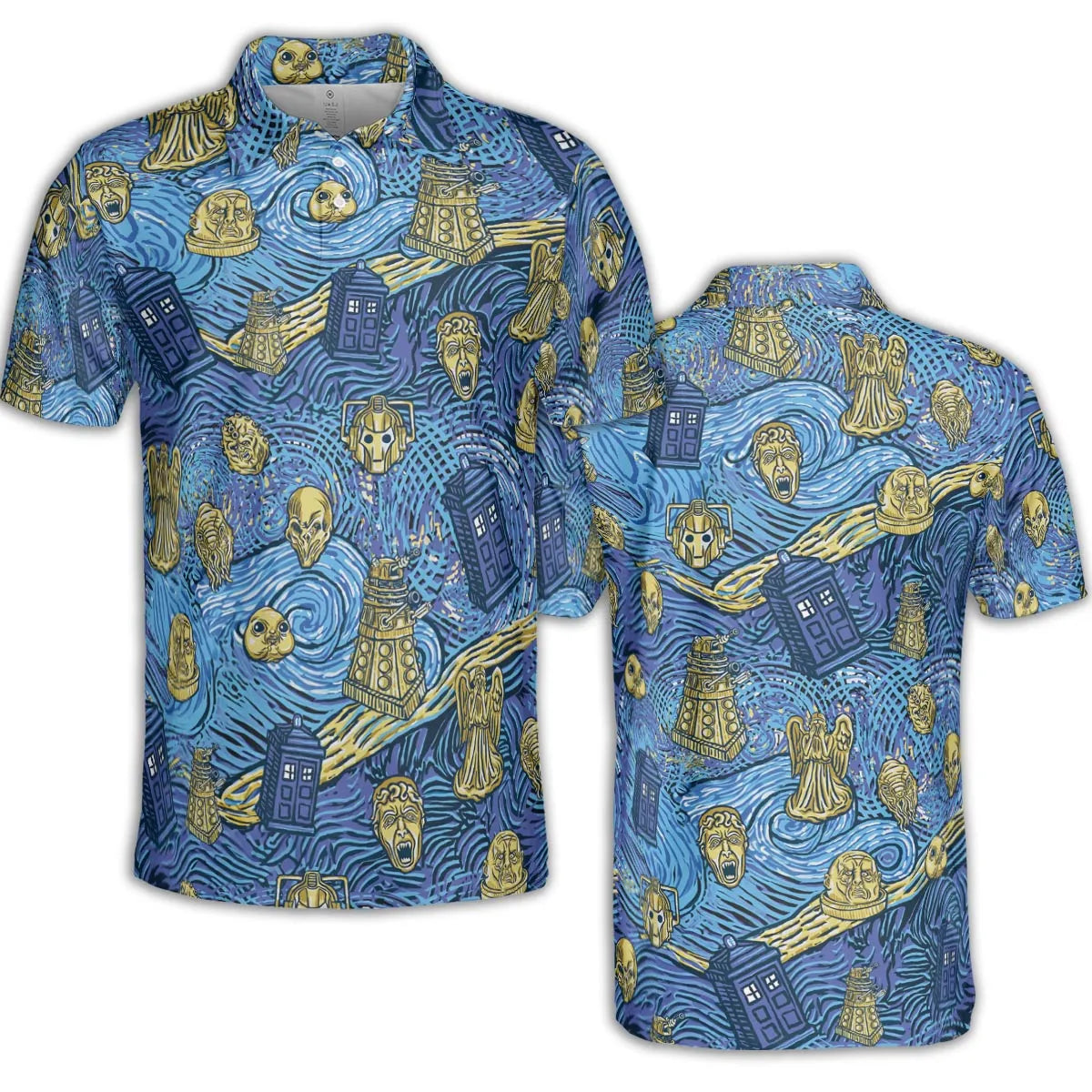 Starry Night Tardis Doctor Who AOP Men/Women Polo Shirt