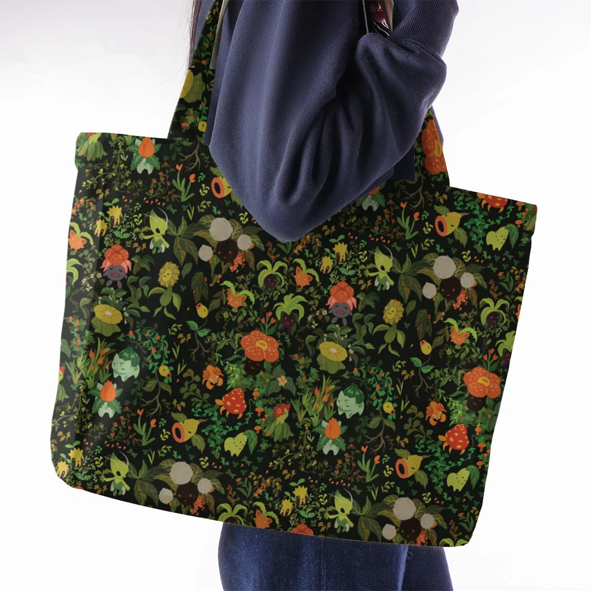 Grass Pokemon Patterns Large Tote Bag