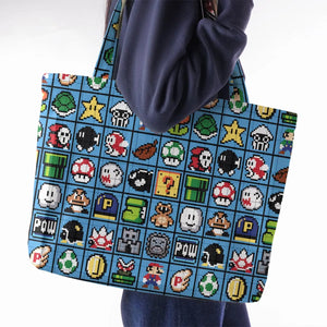 Mario Pixel Super Mario Pattern Large Tote Bag