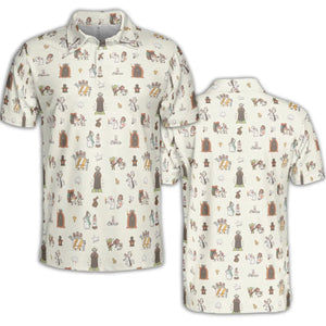 The Holy Grail Pattern Monty Python Button Down AOP Men/Women Polo Shirt