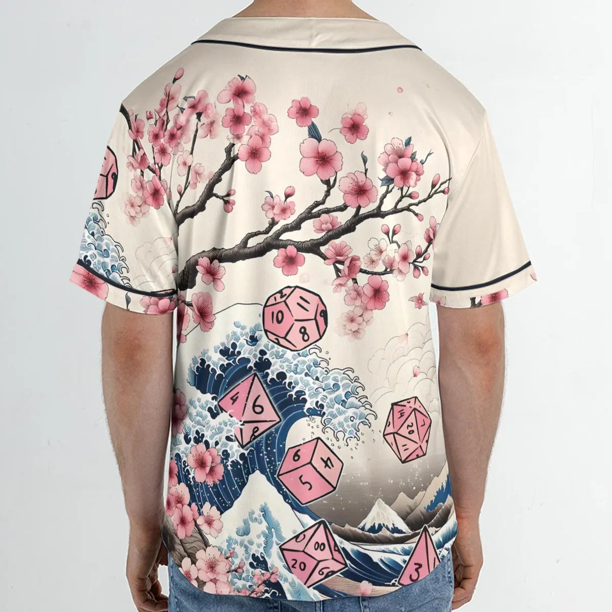 Pink Flower Dice DnD Unisex Baseball Jersey