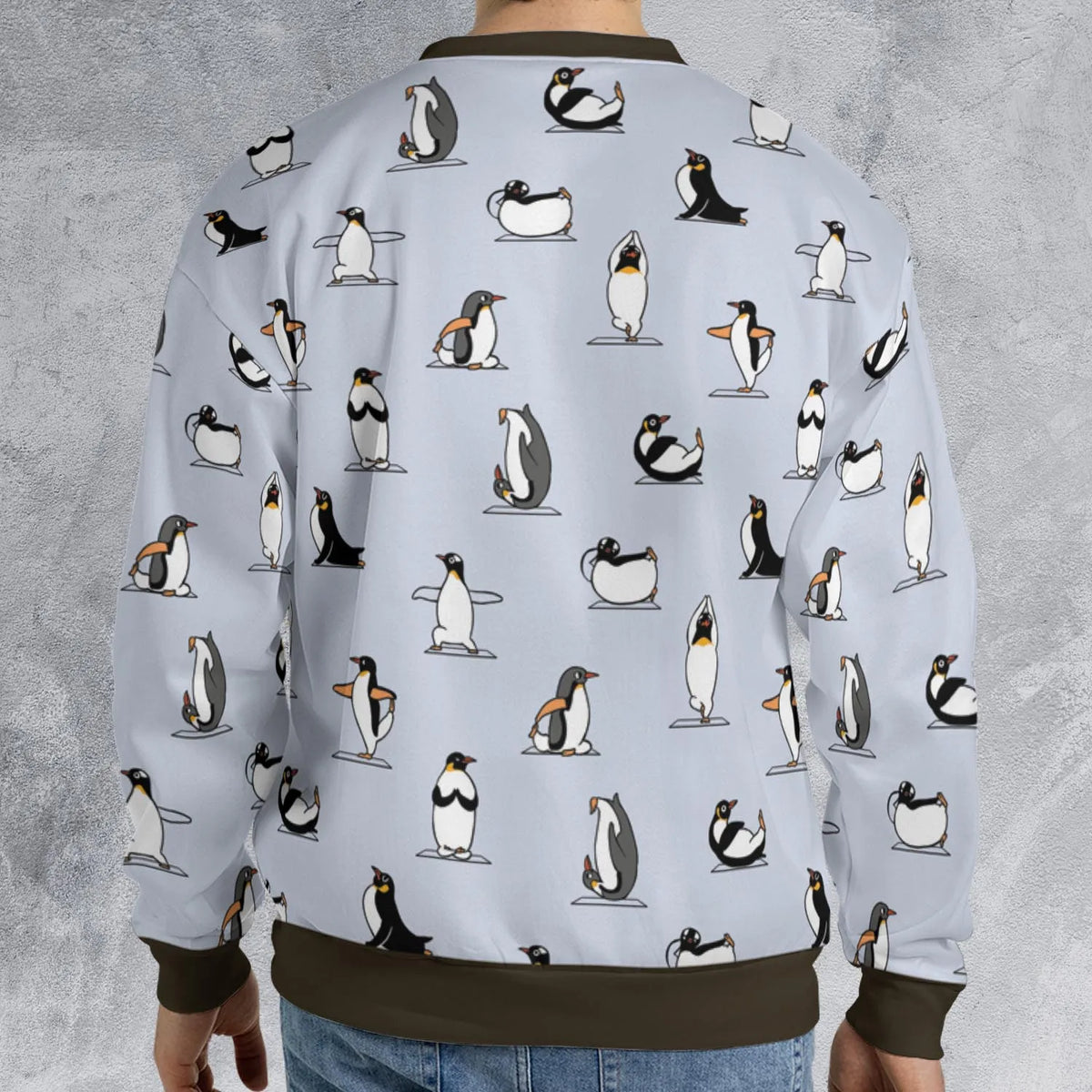 Penguin Yoga Pattern All-over Print Sweatshirt
