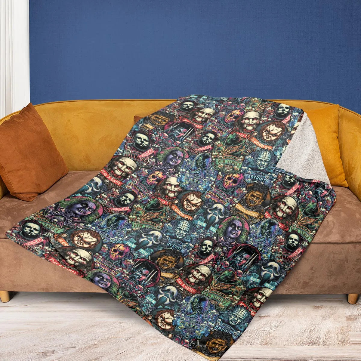 Horror Movie Characters Pattern Fleece Blanket