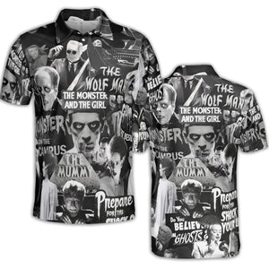 Universal Monsters Pattern AOP Men/Women Polo Shirt