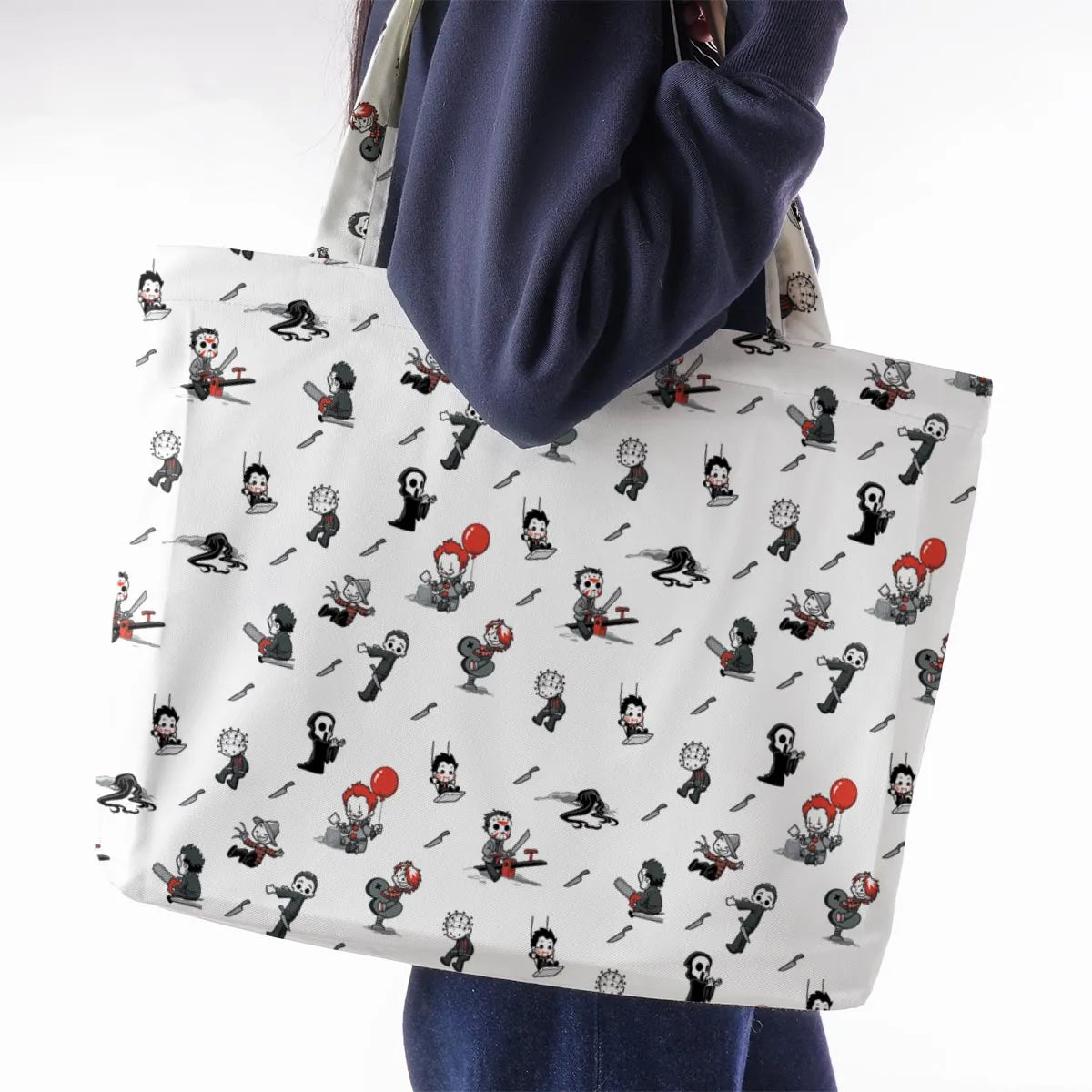 Baby Horror Characters Pattern Large Tote Bag