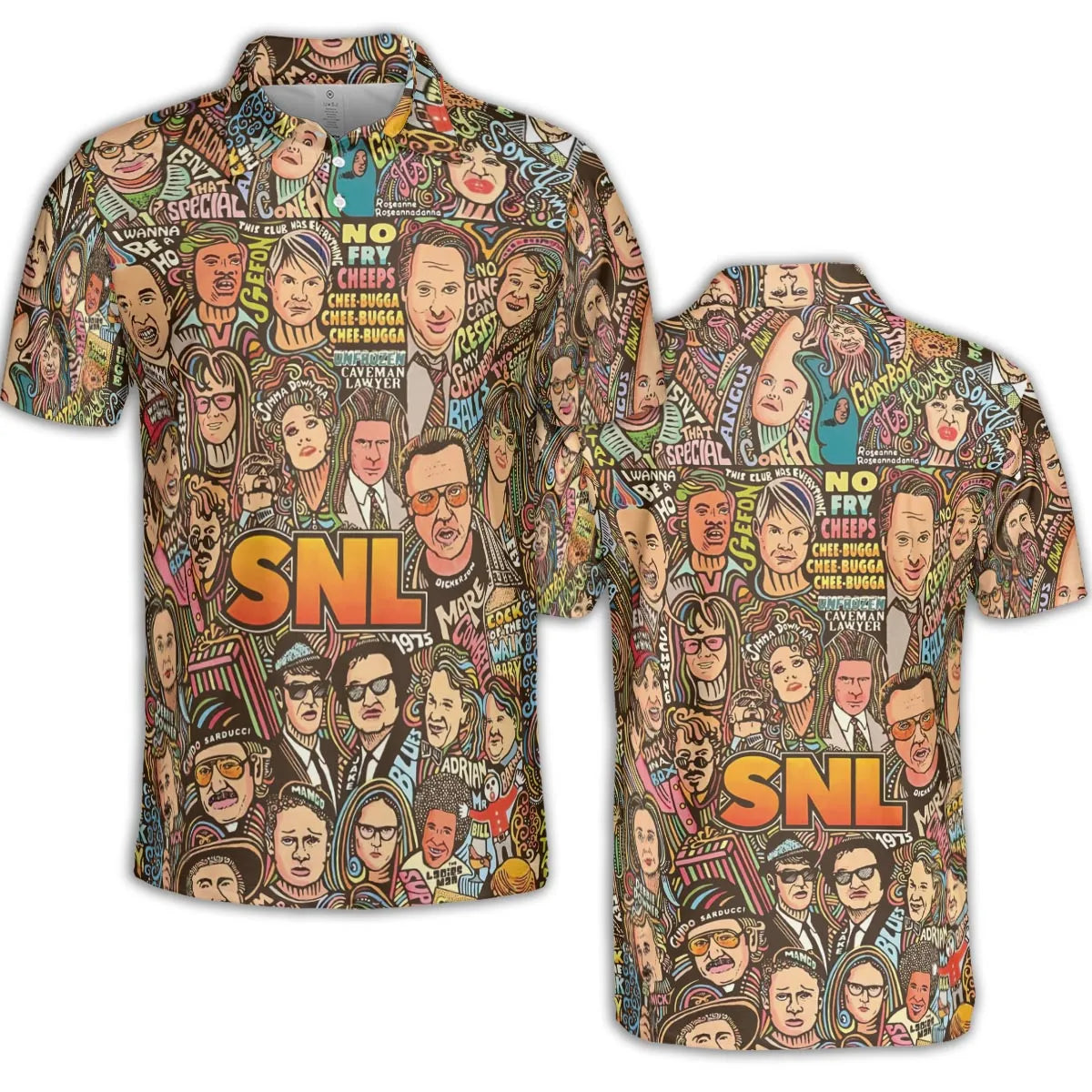 Blues Brothers Waynes World Coneheads SNL Characters AOP Men/Women Polo Shirt