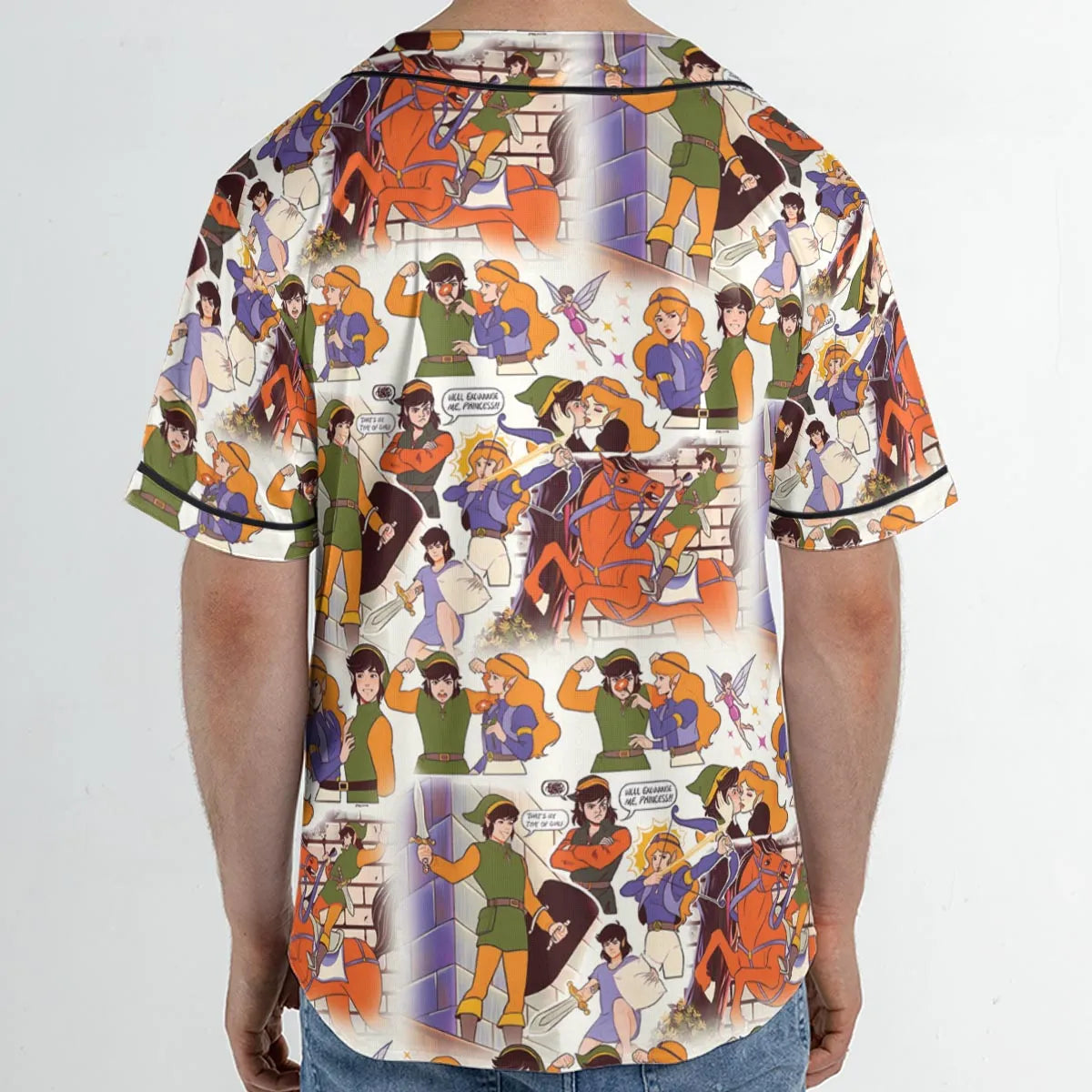 Link And Princess Zelda The Legend Of Zelda Animated Unisex Baseball Jersey