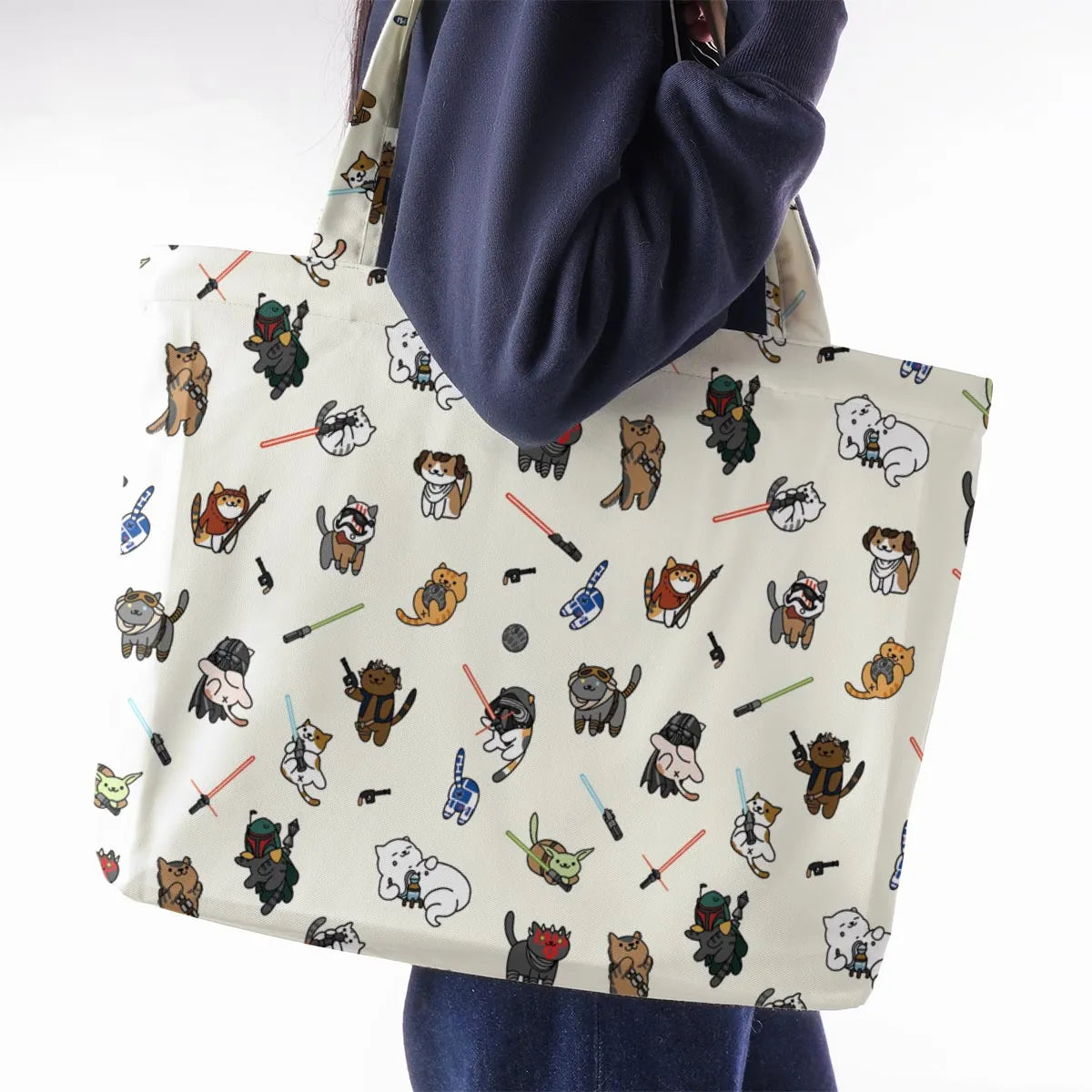 Star Wars Characters as Cats Large Tote Bag
