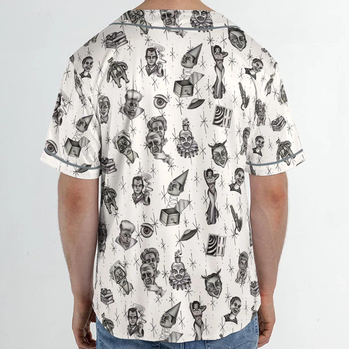 The Twilight Zone Characters Pattern Unisex Baseball Jersey