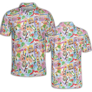 Tiki Room With Orange Bird AOP Men/Women Polo Shirt