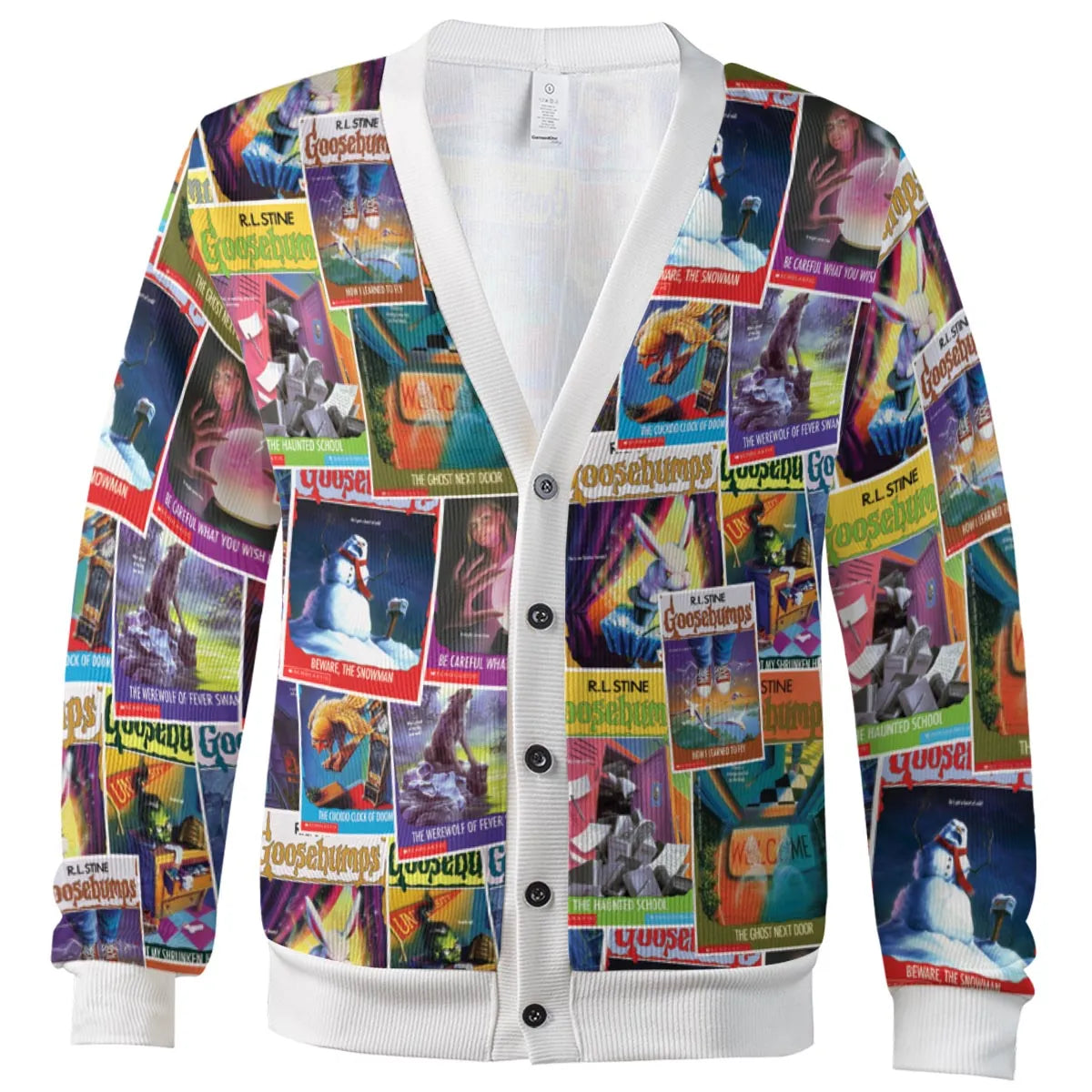 Goosebumps Monster Collage Pattern Cardigan