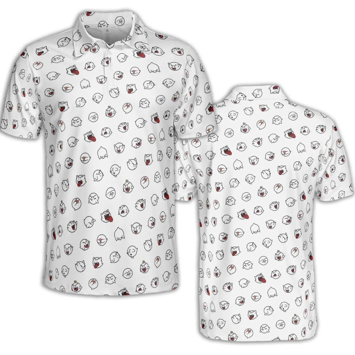 Super Mario Boo Pattern AOP Men/Women Polo Shirt