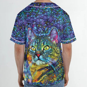 Cat Stained Glass Unisex Baseball Jersey