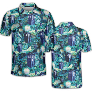 Tardis Starry Night Doctor Who AOP Men/Women Polo Shirt