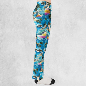 Snorlax Surfing Summer Vibes Flare Leggings